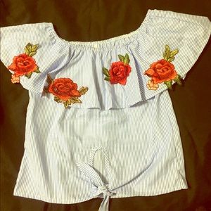 Off the Shoulder Blouse with Detailed Embroidery
